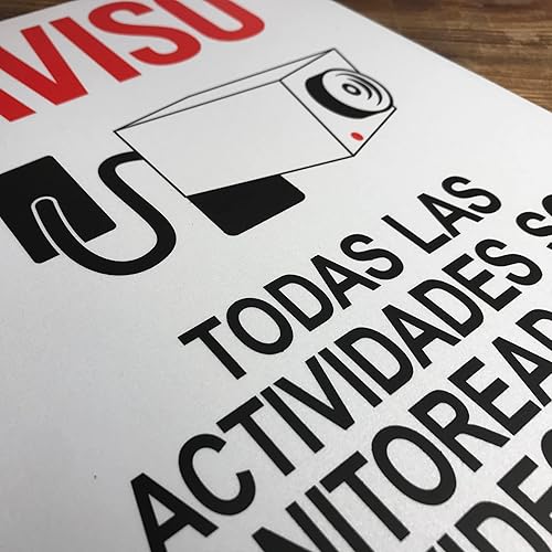 Miniatura 4 de TRADESAFE Señal de videovigilancia - Monitoreadas con la Videocámara - Señal español, de seguridad de aluminio de instalación rápida, reflectante de