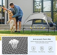 Vista 4 de GOJOOASIS Outdoor Dog Bed with Canopy, Waterproof Outside Dog Cots Pet Bed with Removable Canopy Tent, Cat Bed Shelter, Lifted Camping Pet Bed for