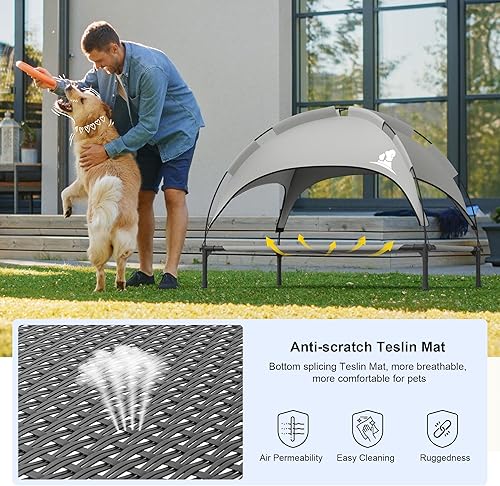 Miniatura 4 de GOJOOASIS Cama para perros al aire libre con toldo, impermeable para exteriores, cama para mascotas con toldo extraíble, refugio de cama para gatos,