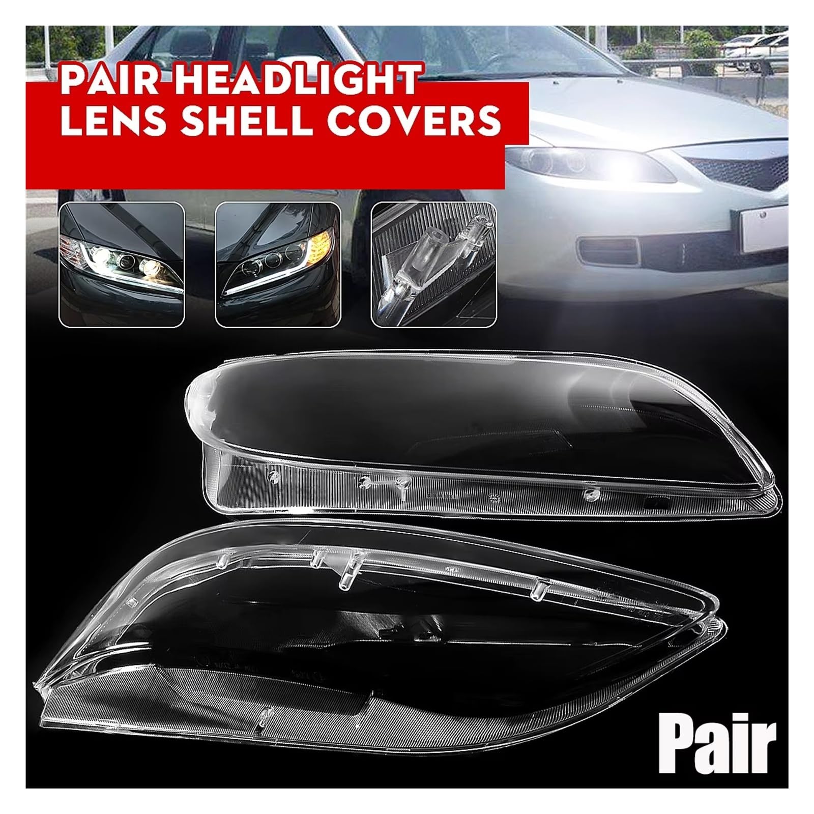 Copri Lente Faro Anteriore Per Mazda 6 2003-2008 Faro Copriobiettivo Auto Trasparente Borsette Lente Coperchio(Pair)