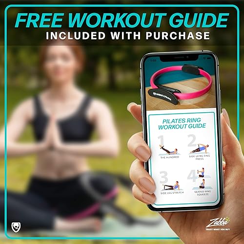 Miniatura 6 de URBNFit - Anillo de pilates de 12 pulgadas con doble agarre, almohadillas de espuma para entrenamiento interior del muslo, anillo para tonificación,