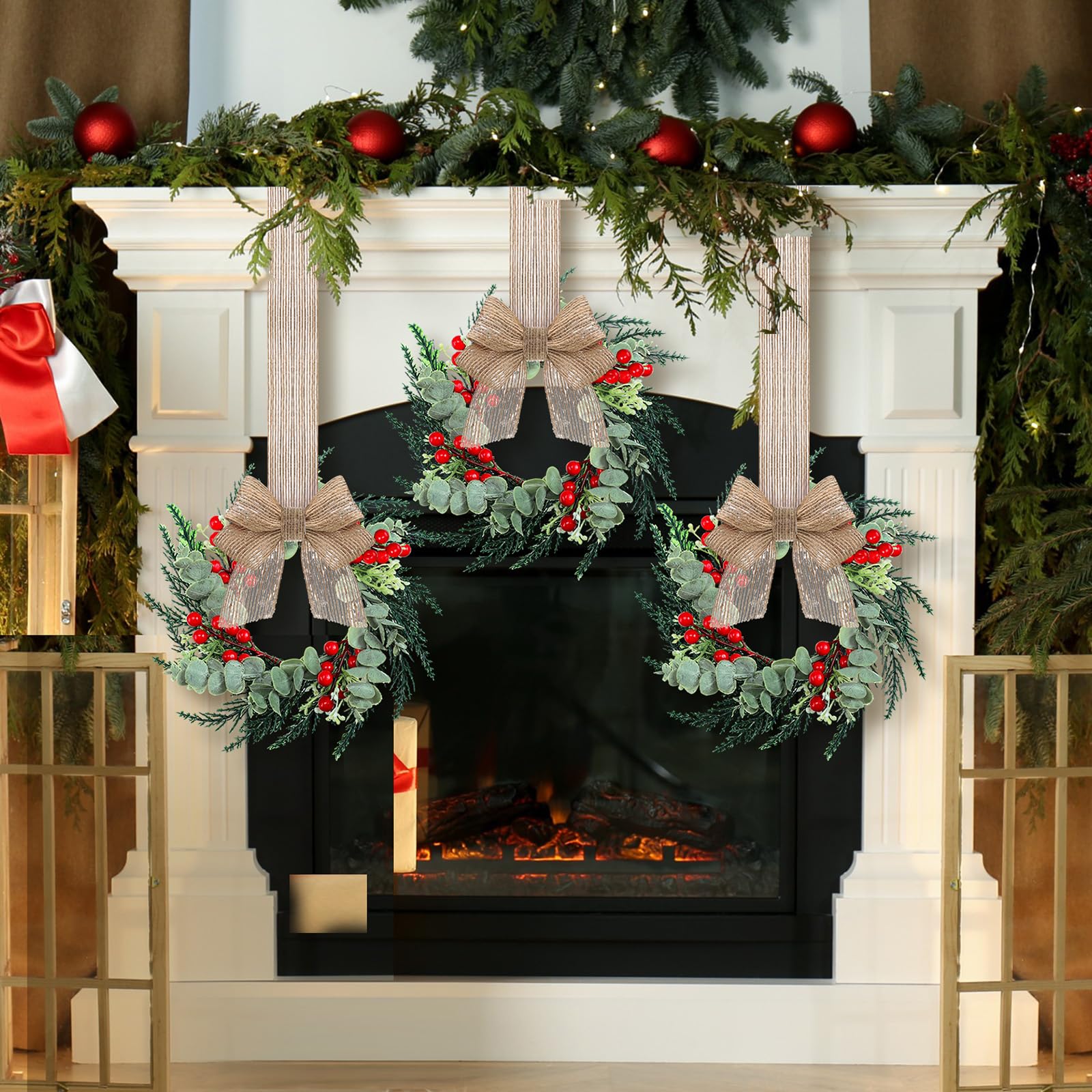 Amazon.com: Hotop 12 Set Mini Christmas Wreaths for Cabinet, 12 in