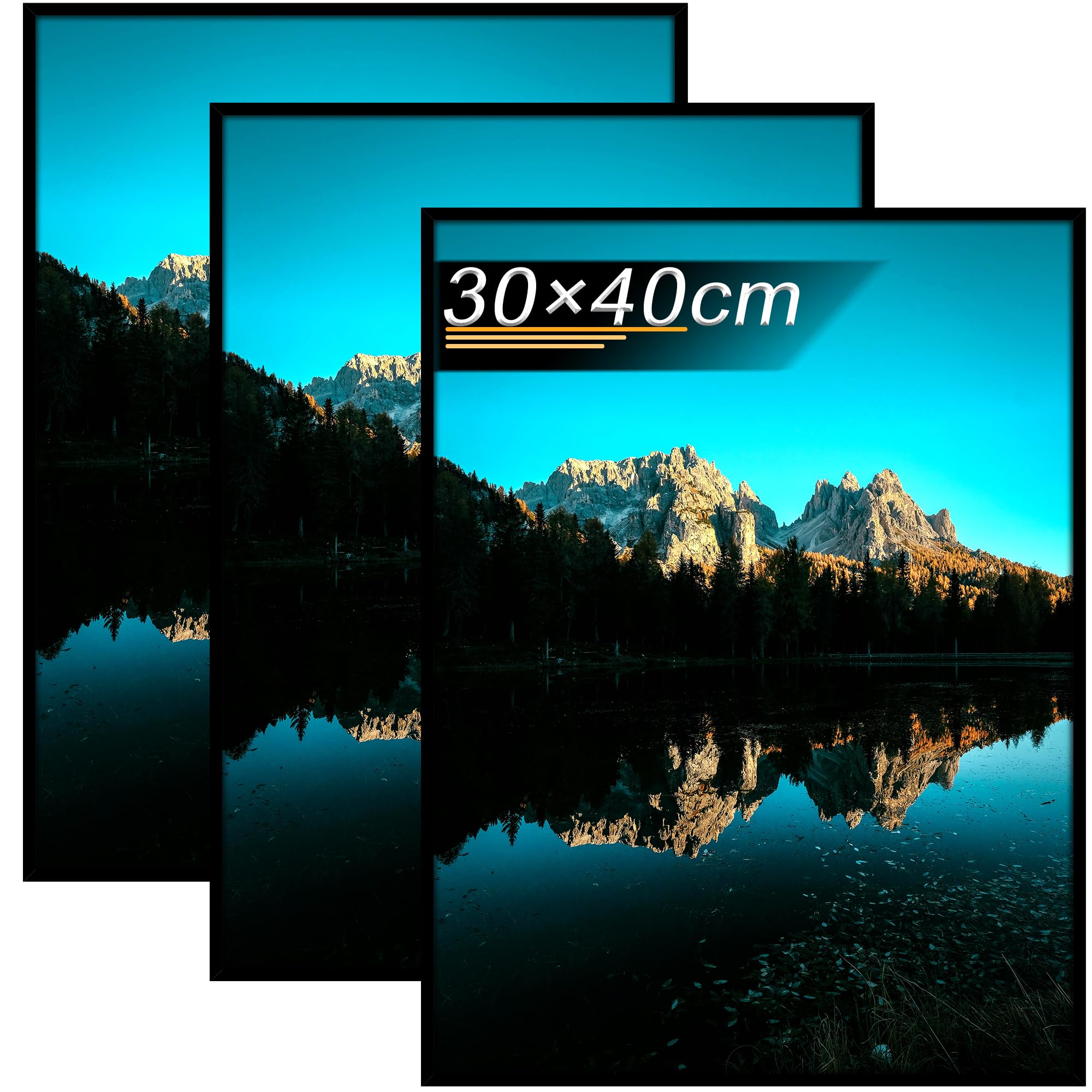 Tinkeps Marcos 30x40 cm Negro, Juego de 3 Unidades. Este marco de fotos de 30 x 40 cm está fabricado con material de madera y es ideal para colocar fotos, imágenes y pósteres.