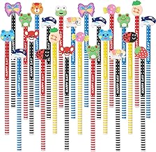VEYLIN 24 Pieces Pencils with Rubbers Fun Wooden Pencils Set for Kids Party Bag Pencils Class Gifts School Supplies