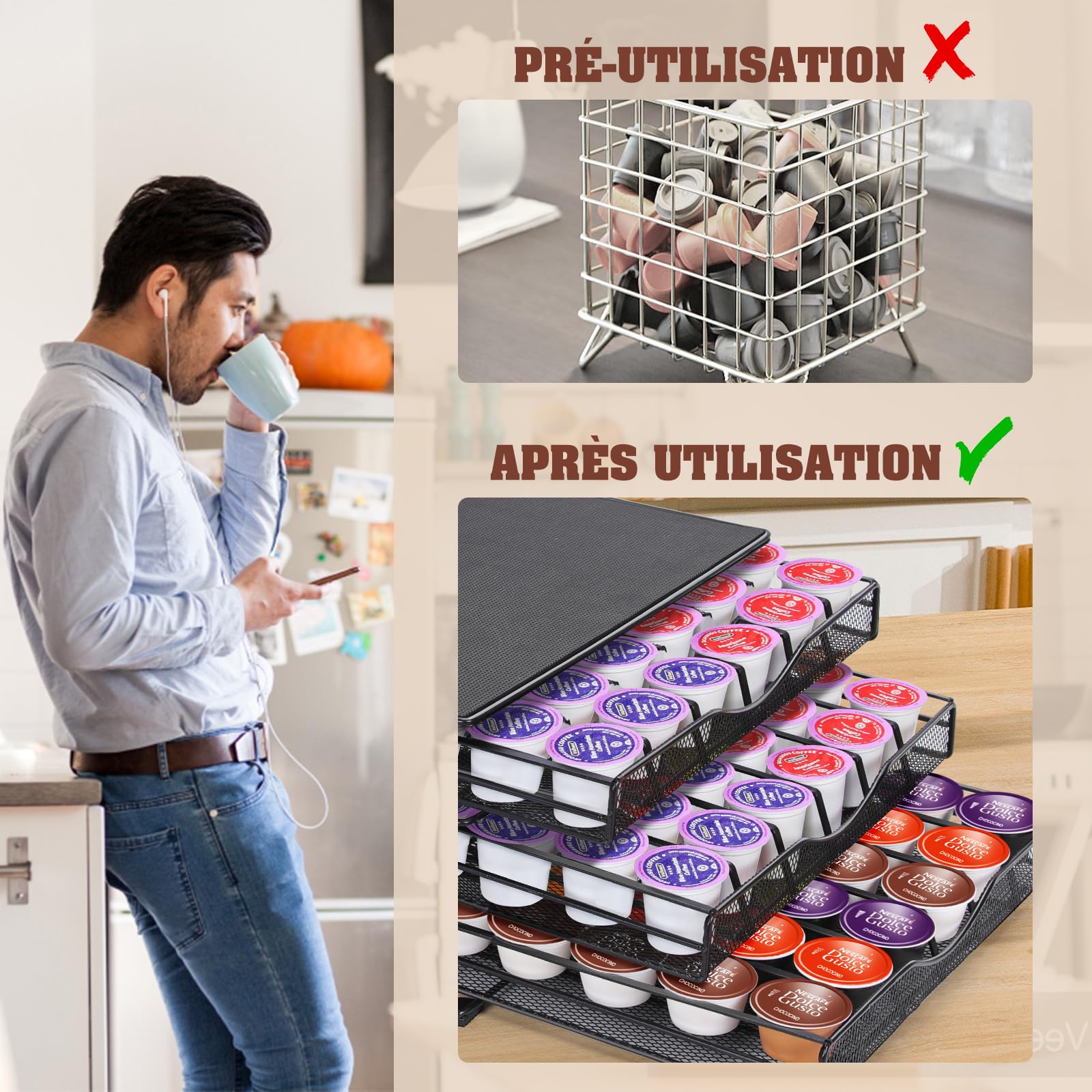 SYSYLY Tiroirs à Capsules Compatible Pour Tassimo,Porte Dosette Tassimo