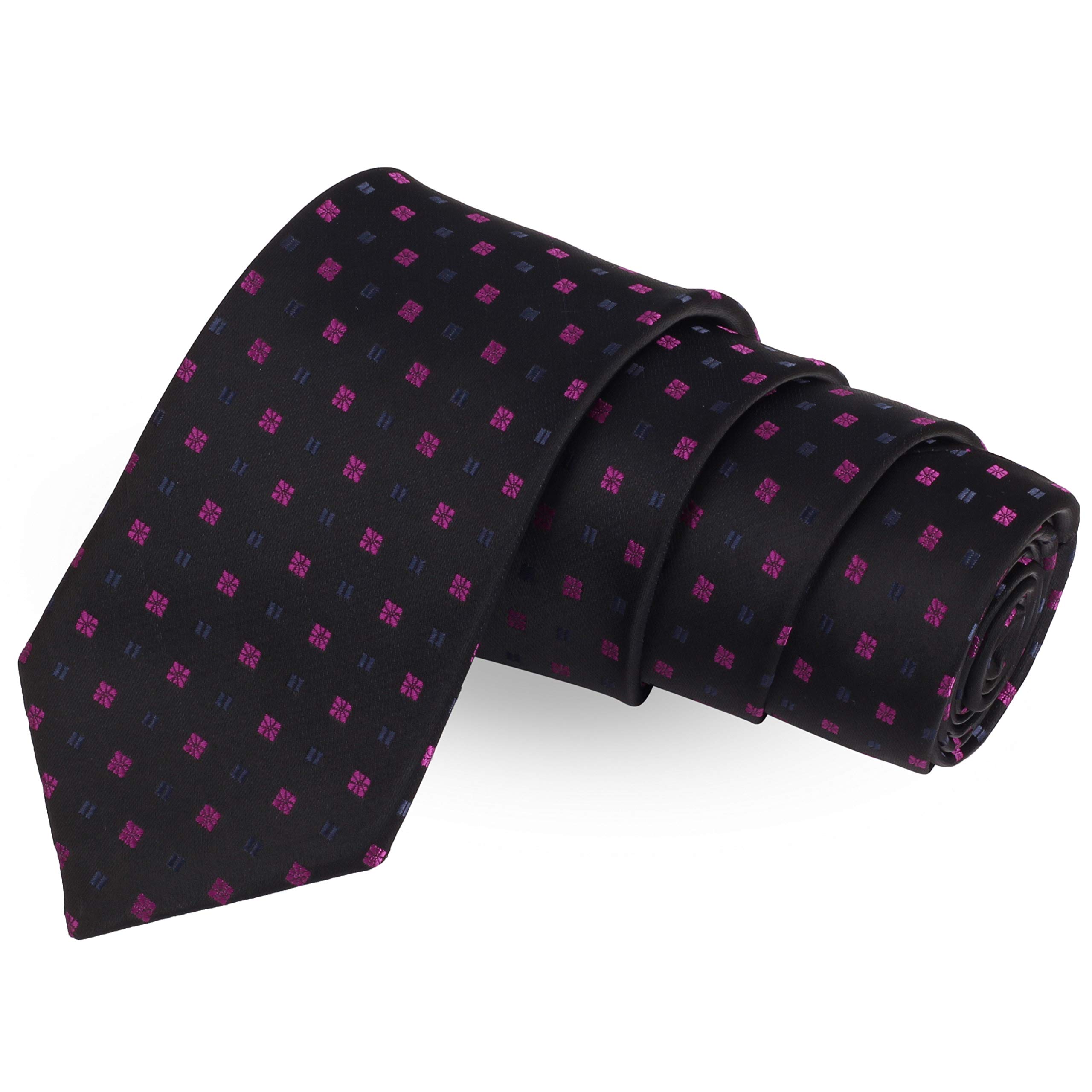 peluche Printed Black Colored Microfiber Necktie For Men-picture-11