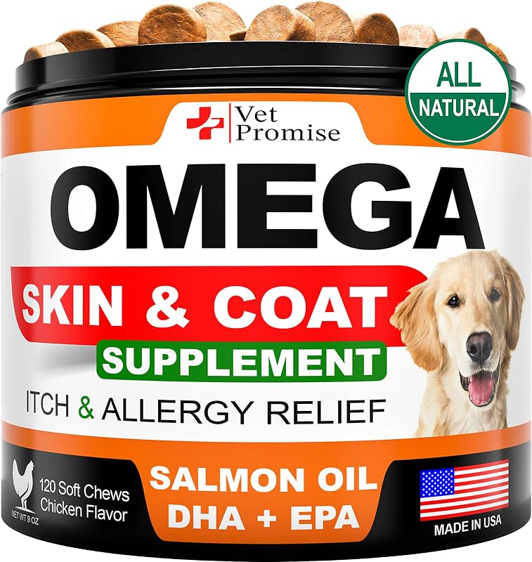 Omega 3 for Dogs - Fish Oil for Dogs Chews - Skin and Coat Supplement
