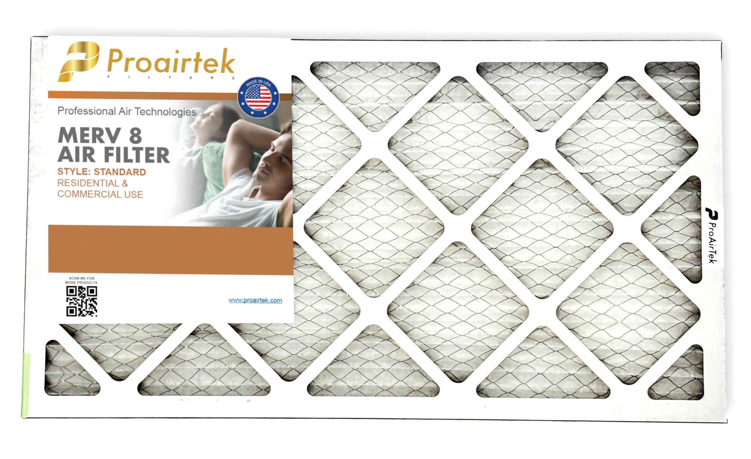 Filtro de aire Proairtek AF14251M08SWH modelo 14 x 25 x 1, MERV 8; ideal para cualquier persona que desee aire limpio y nítido en su hogar; captura partículas microscópicas transportadas por el aire