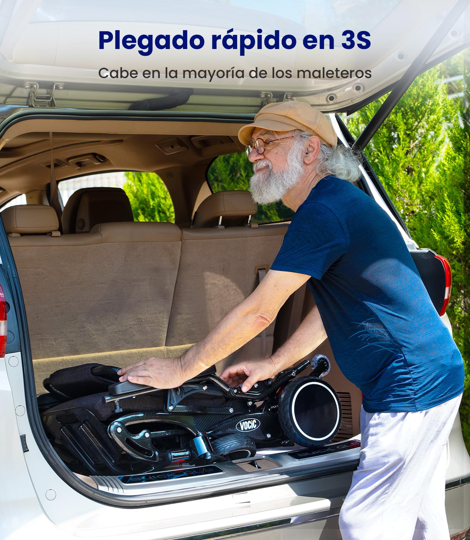 VOCIC V81 Carbono Silla de ruedas electrica plegable ligera 24KG,Sillas ruedas eléctrica de doble batería,28KM electric wheelchair para todos los terrenos,Aprobado por la aerolínea