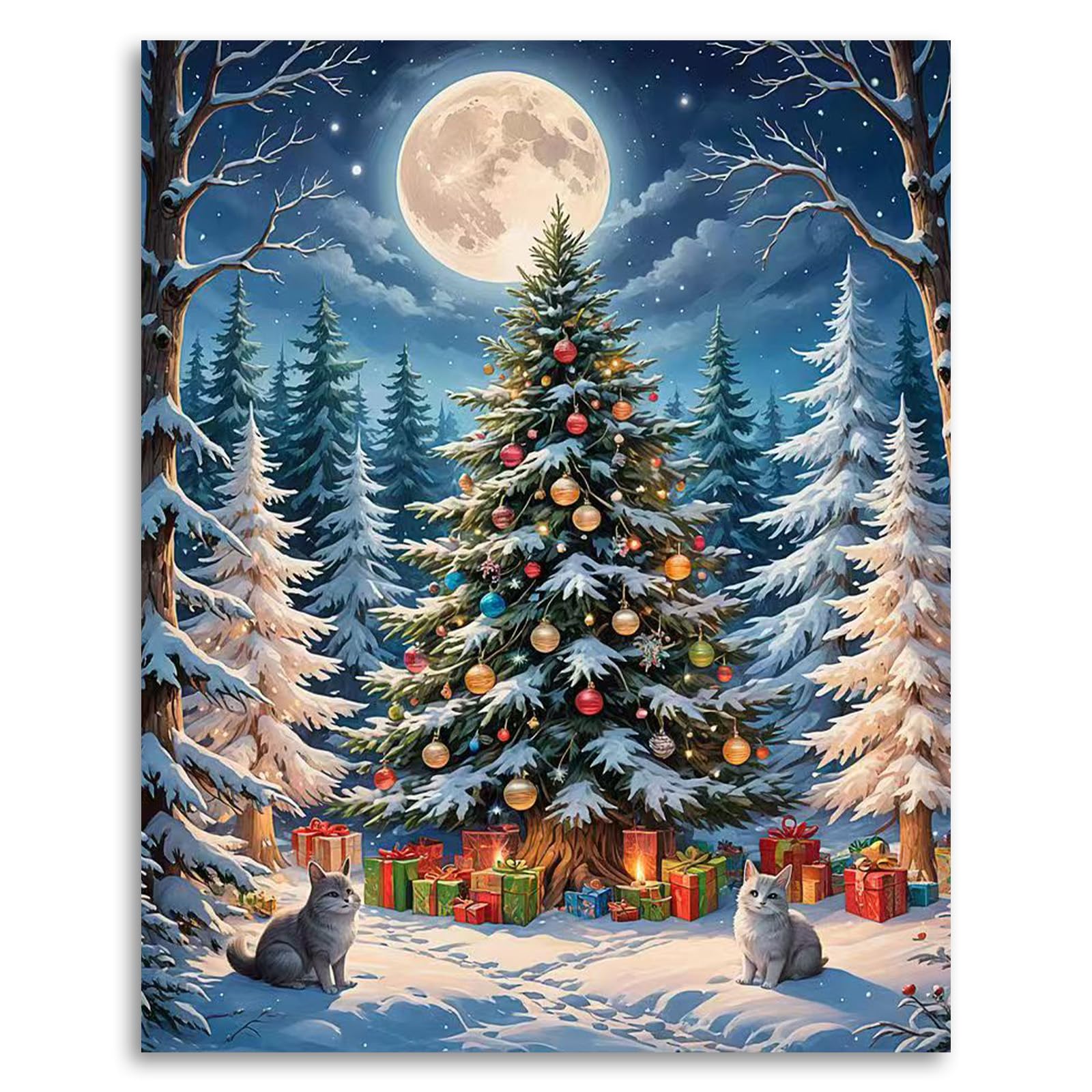 Christmas Paint by Numbers for Adults, Christmas Tree Painting by Numbers