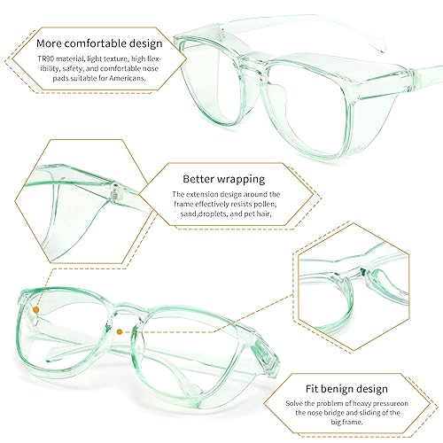 Miniatura 4 de Alsenor Gafas de seguridad antiniebla, gafas protectoras con bloqueo de luz azul, antipolvo, protección UV, para hombres y mujeres (jade)