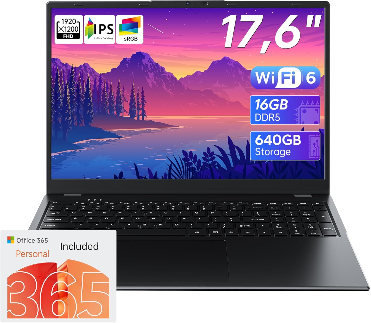 2025 17.6 Inch Laptop Computer with Office 365, 16GB RAM 640GB Storage, N95 CPU, Windows 11, WiFi 6, Bluetooth 5.2, Backlit keyboard, Portable Thin Business Student Laptops for Work, School, Travel 2025 17.6 Inch Laptop Computer with Office 365, 16GB RAM 640GB Storage, N95 CPU, Windows 11, WiFi 6, Bluetooth 5.2, Backlit keyboard, Portable Thin Business Student Laptops for Work, School, Travel