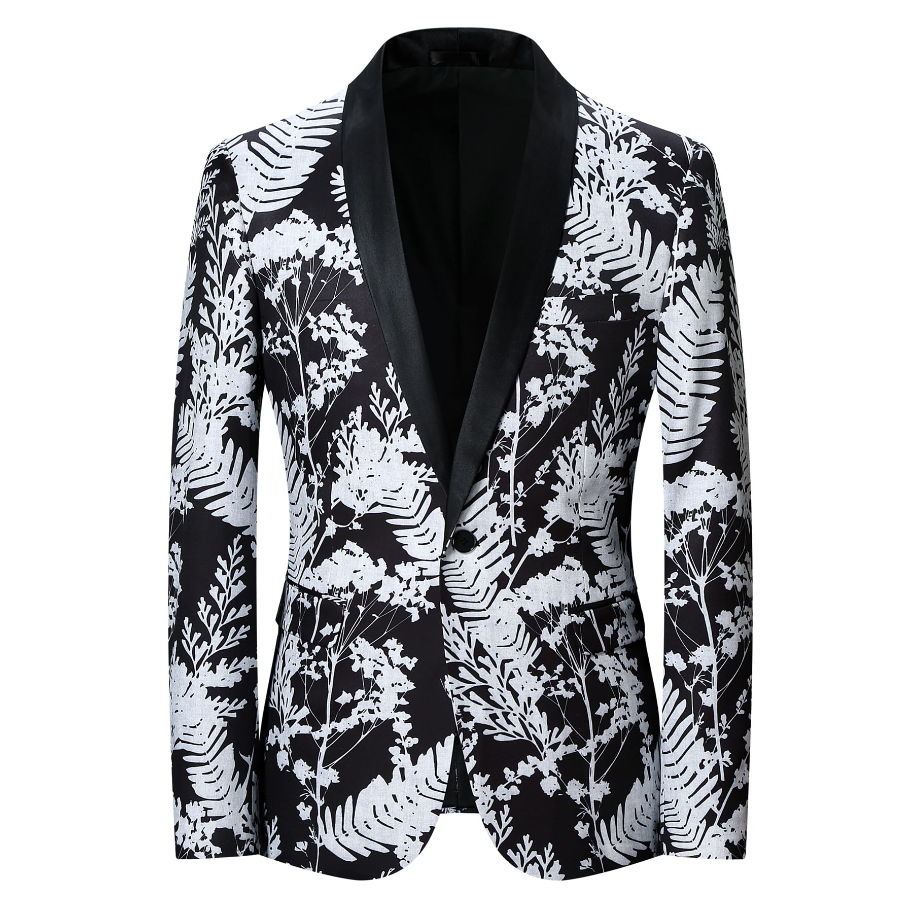 YFFUSHI Sakko - Chaqueta de esmoquin para hombre, diseño floral, 1 botón, diseño floral