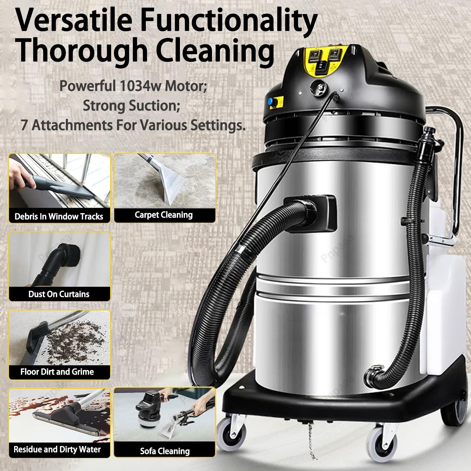 Nass- Und Trockensauger1079 W Industriesauger MetallbehäLter, 20L-withSofa-StyleMagicHead