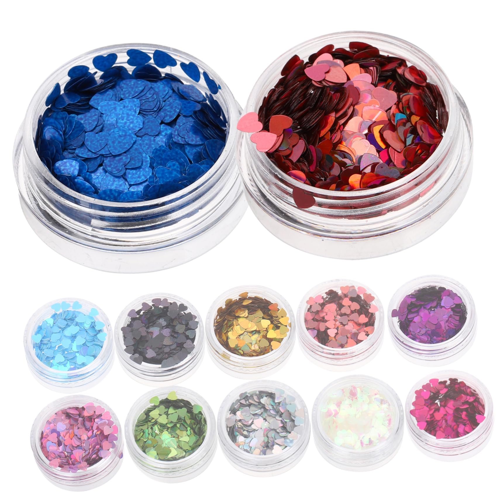 Mikinona Heart Pattern Nail Glitter Sequins for Nail Art Festival Makeup Glitter for Valentine Day Parties and Crafting