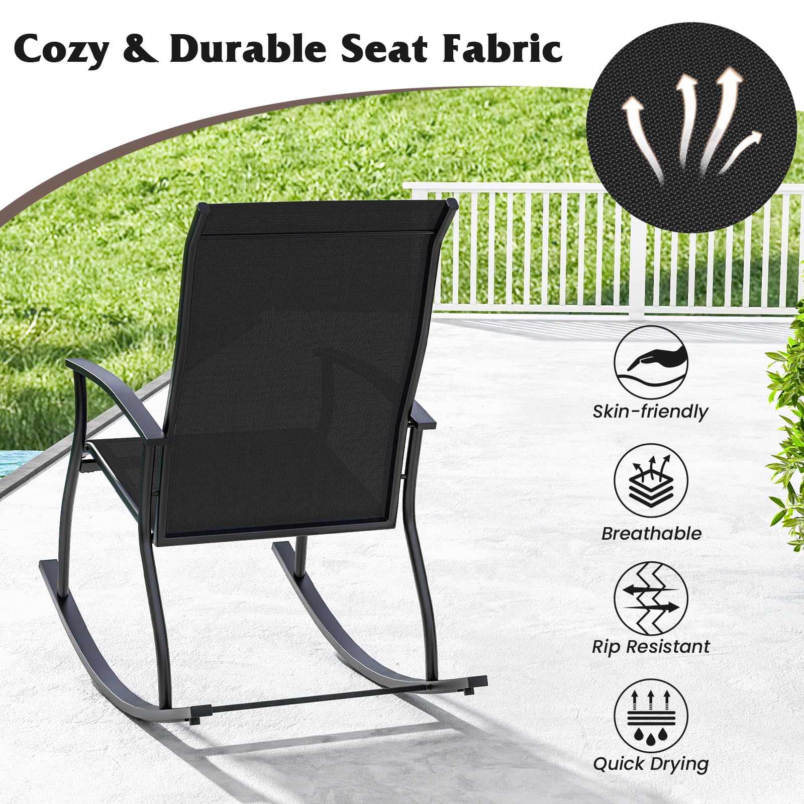 S Spring Frame Rocking Chair Metal Frame Rocking Chairs Giantex 2-Piece Outdoor Rocking Chair Set ...