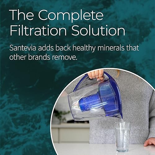 Miniatura 2 de Santevia Jarra de filtro de agua alcalina clásica Sistema de filtración de agua Filtro de cloro y plomo Jarra purificadora de agua Filtro de