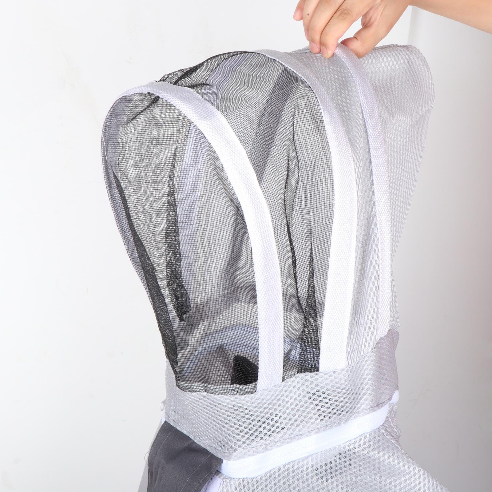 Fenteer Traje de Apicultura Ventilado para Apicultor, Ropa Protectora Gris, Traje de Apicultor Ventilado de Manga Larga, Traje de Apicultor Ventilado, XXL 176 a 185cm