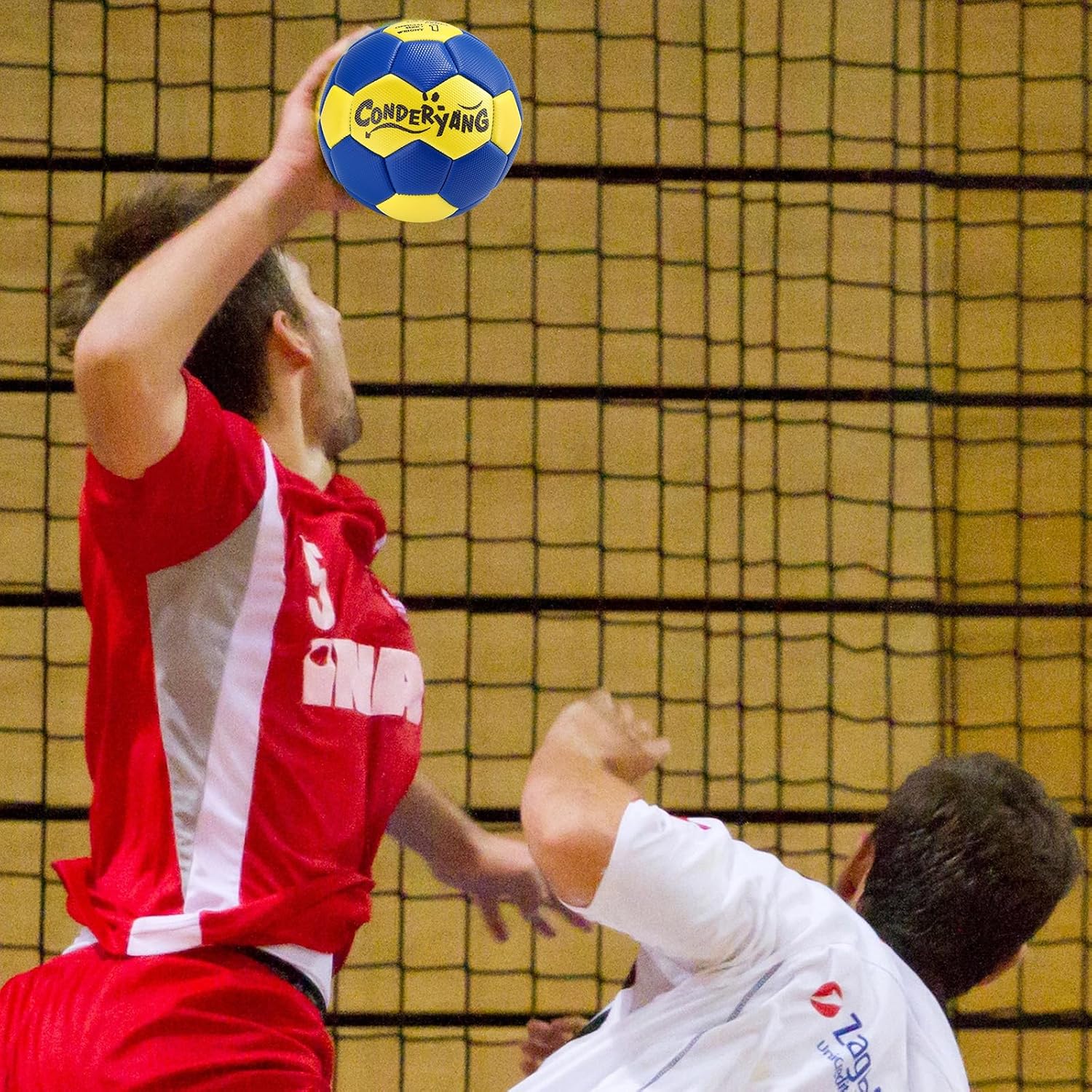 3 PCS Handball Ball with Pump Needle PU Blue and Yellow Hand Ball Balls Single Handball Attractive and Durable Design for Youth League Game Training Practice