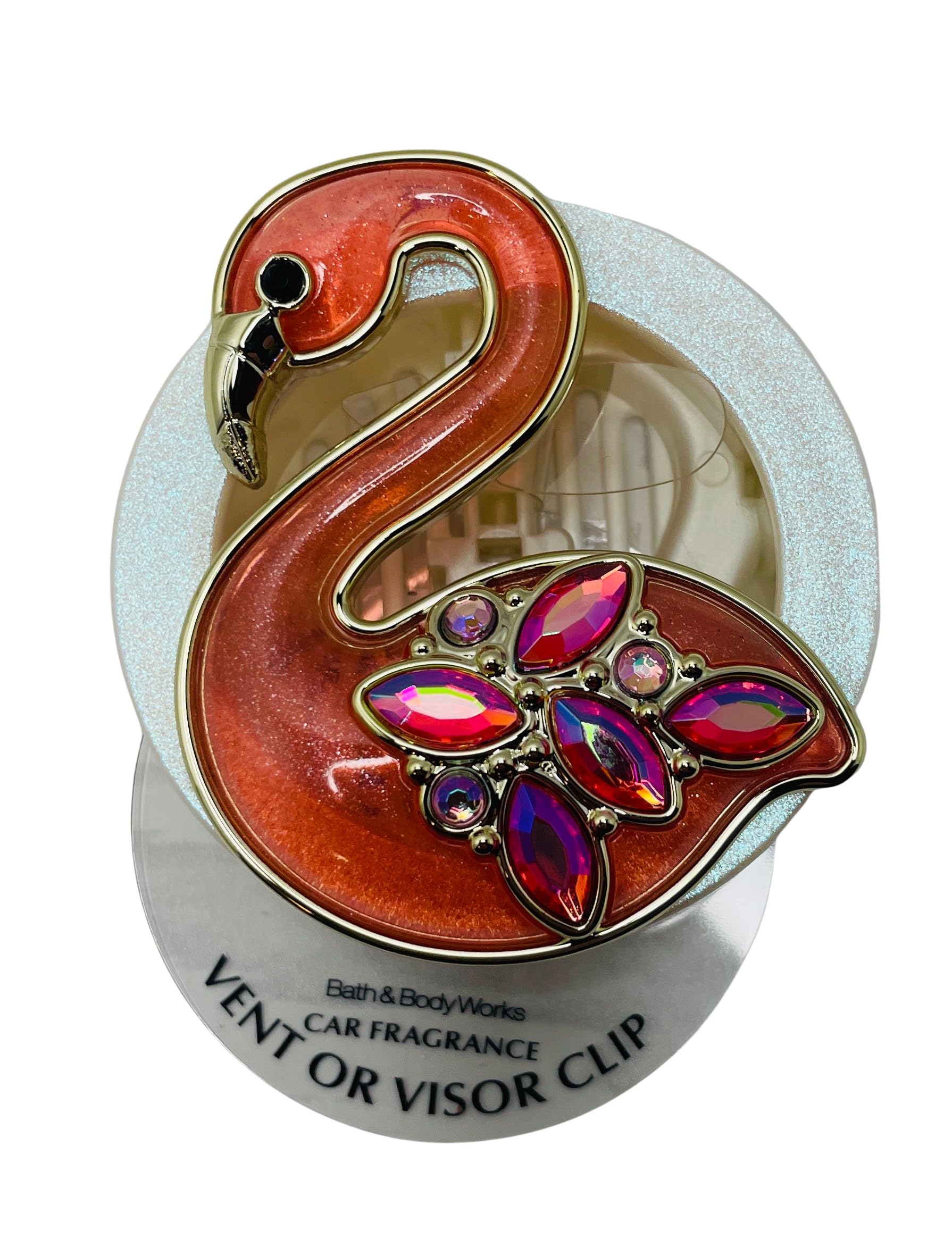 Bath and Body Works Pink Whimisical with Jewels Flamingo Car Visor Fragrance Holder Easy To Open