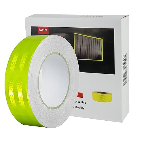 Cinta reflectante de 2 pulgadas x 30 pies para exteriores, impermeable, DOT-C2, resistente a la decoloración, amarillo fluorescente, cinta