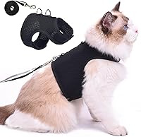 Vista 34 de Arnés de gato con correa, ajustable para gatos, chaleco acolchado para gatos, Black Plaid