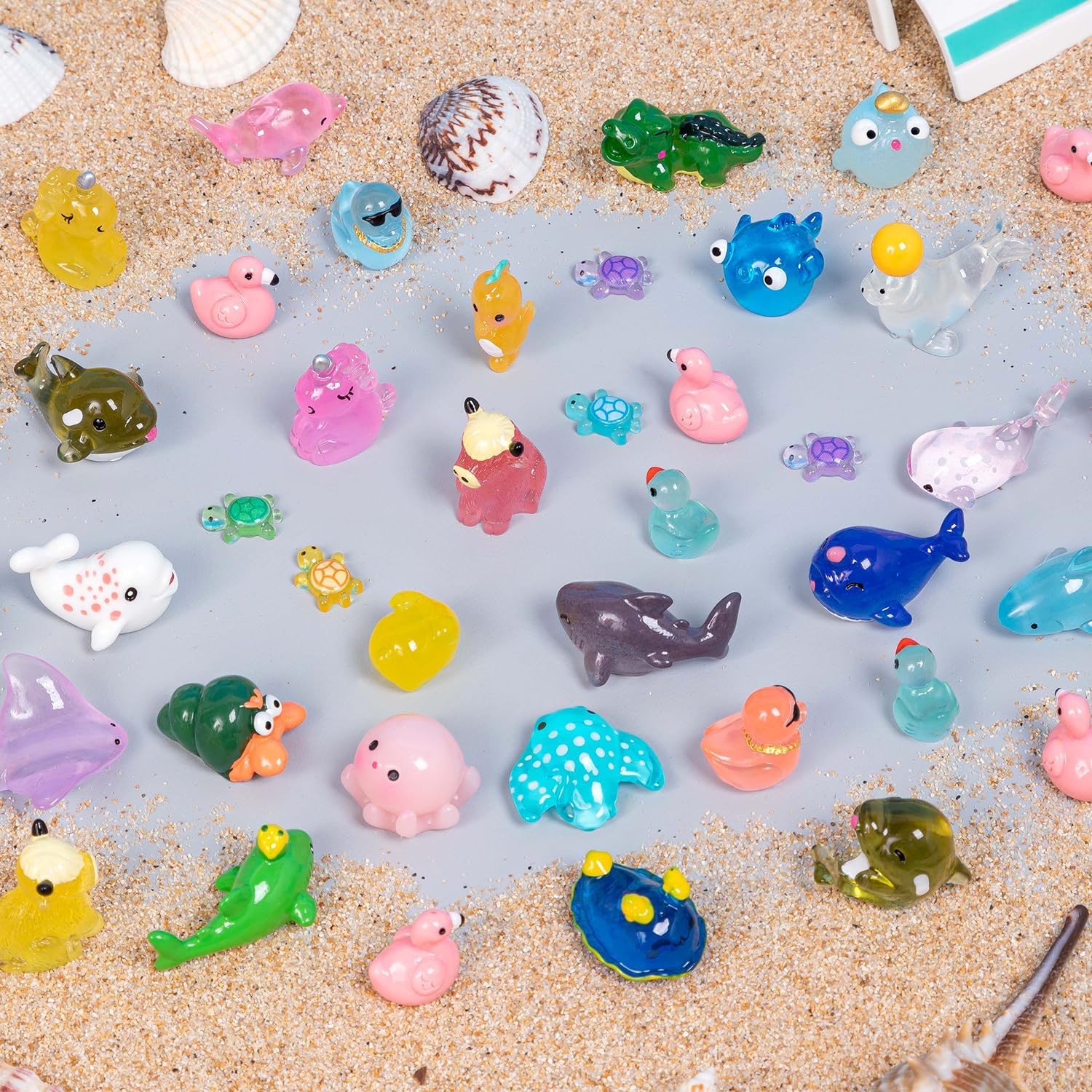 Pone pimiento 210±pcs Mini Resin Animals,15+ Styles Variety Tiny Animals Figures Miniature Little Small Animal Figurines Bulk for Micro Fairy Garden Landscape Accessories Hide Crafts Decor Aquarium