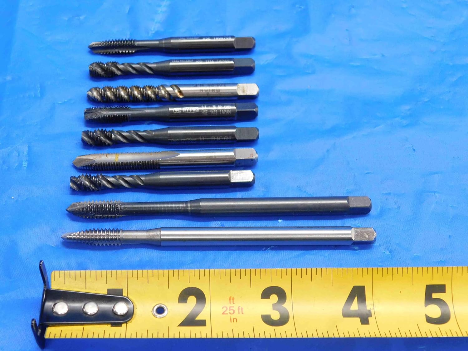 9pcs OSG & Union 1/4-20 and 1/4-28 HSS TAPS Spiral Point Plug Bottoming .25 - RB2012BJ2
