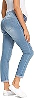 Vista 3 de Foucome Jeans de maternidad para mujer, jeans rasgados elásticos con bolsillos