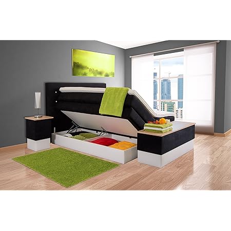 AUKONA Boxspringbett Hanna 160x200 Anthrazit - 7 Zonen Taschenfederkern Inkl. Topper