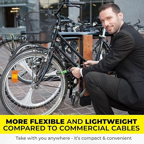 Miniatura 8 de Cable de seguridad resistente con bucles, bloqueo de cable de bicicleta de 30 pies (38 pulgadas), resistente a cortes con acero trenzado y