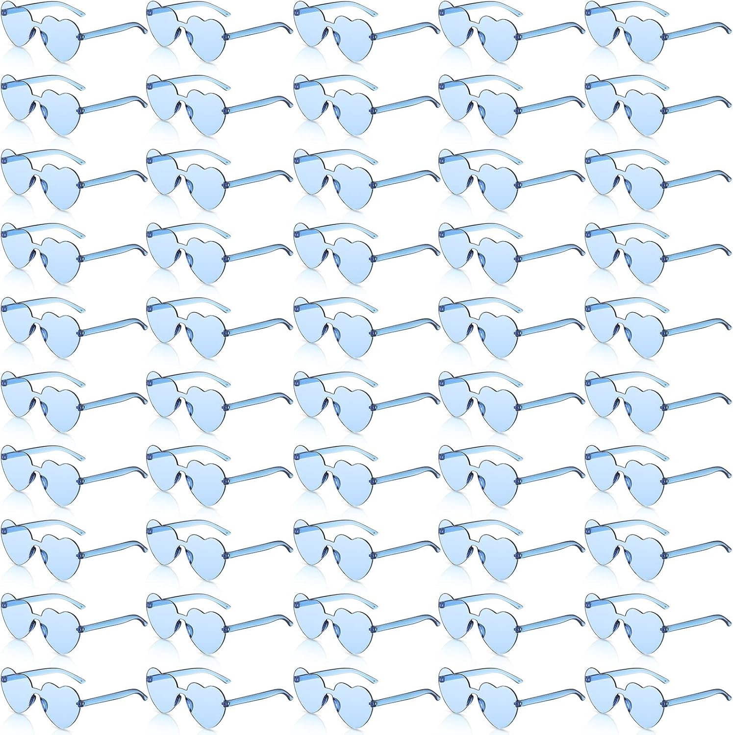 Konohan 50 Pairs Heart Shaped Sunglasses Bulk, Women Colorful Rimless Transparent Heart Glasses for Valentine's Day Party