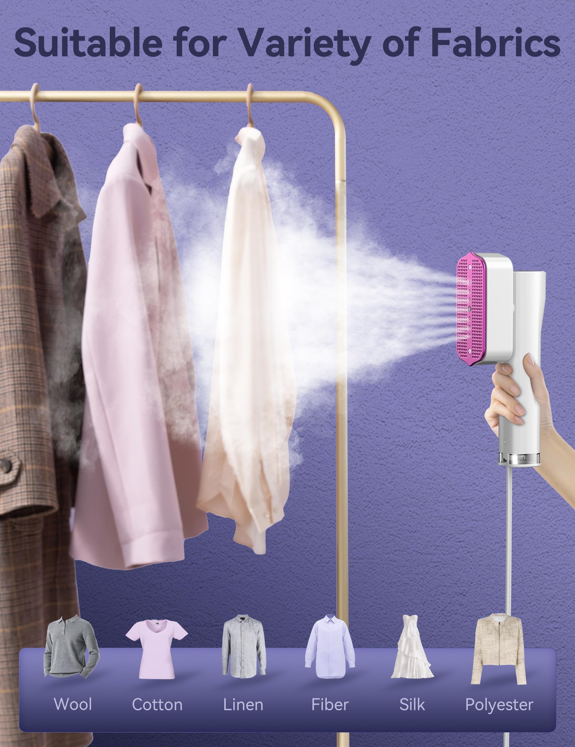 Steamer for Clothes,Sundu Portable 2-in-1 Steamer & Iron,100ml Tank,15s Heat-up,20 Min Steam,Wrinkle Remover,Garment Steamer for Travel, Home, Office(Ivory) - 5