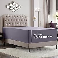 Vista 64 de Empyrean Charcoal Grey Extra Deep Pocket Fitted Sheet Full Size, Hotel Luxury Deep Pocket Full Size Fitted Sheet Only Easily Fits 18 to 24 Inch