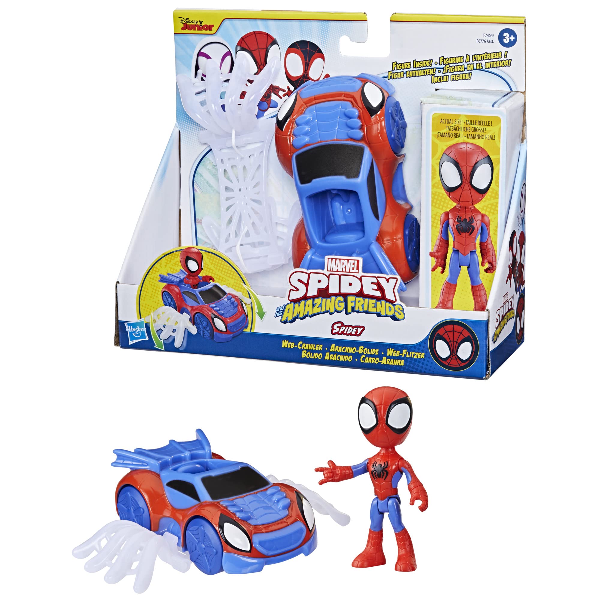 Hasbro Marvel Spidey and His Amazing Friends Spidey Web Crawler Set, Spidey Action Figure with Vehicle and Accessory, Marvel Toys, Preschool Toys, Super Hero Toys