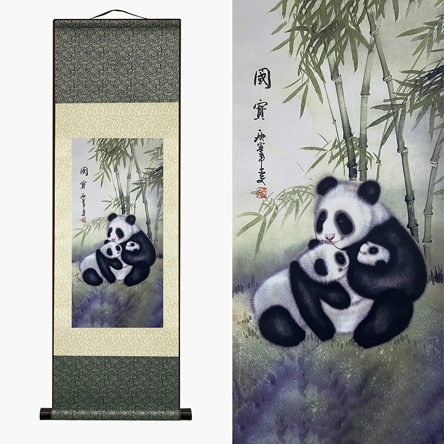 Vrfvsdasaas G2 Chinese Wall Art, Chinese Wall Art Scroll Painting,Silk Scrollg Summer Autumn Winter Landscape Beaut(G2)