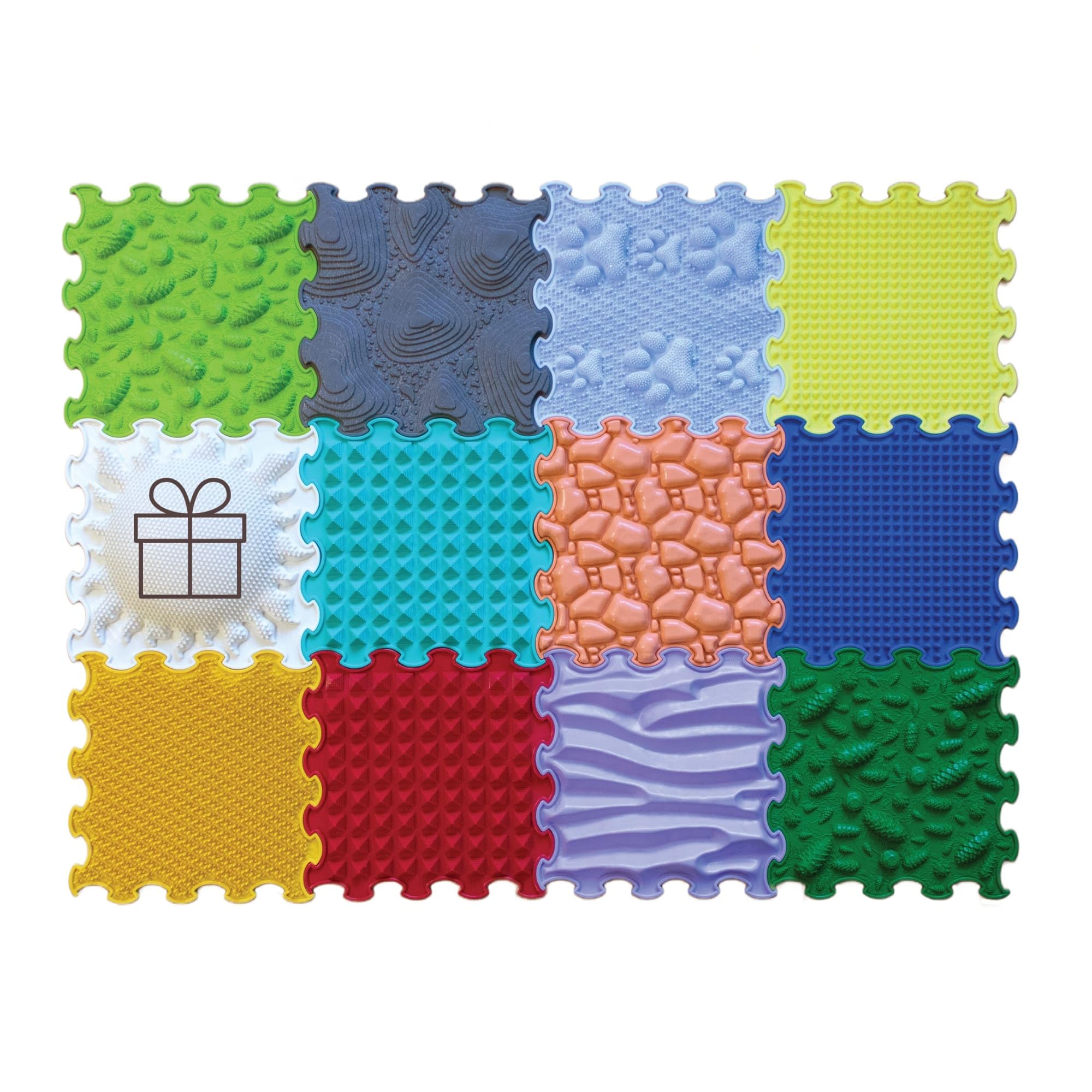 ORTOTO 12-Piece Sensory Massage Puzzle Play Mat – Interlocking Orthopedic Tiles & Floor Mats for Kids, Adults, and Autistic Children, Happy Feet Sensory Toys (ALL-IN-ONE)