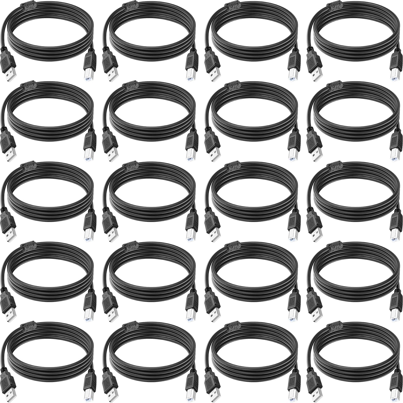 Câble d'imprimante USB 2.0 de type A mâle vers B mâle haut débit compatible avec HP, Canon, Dell, Epson, Xerox et plus (20, 1,8 m)