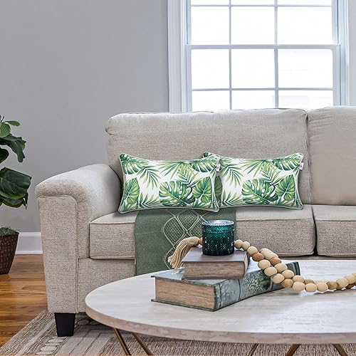 Miniatura 2 de JMKaixin Paquete de 2 almohadas lumbares para patio, 12 x 20 pulgadas, resistentes a la decoloración, impermeables, para exteriores, con interiores,