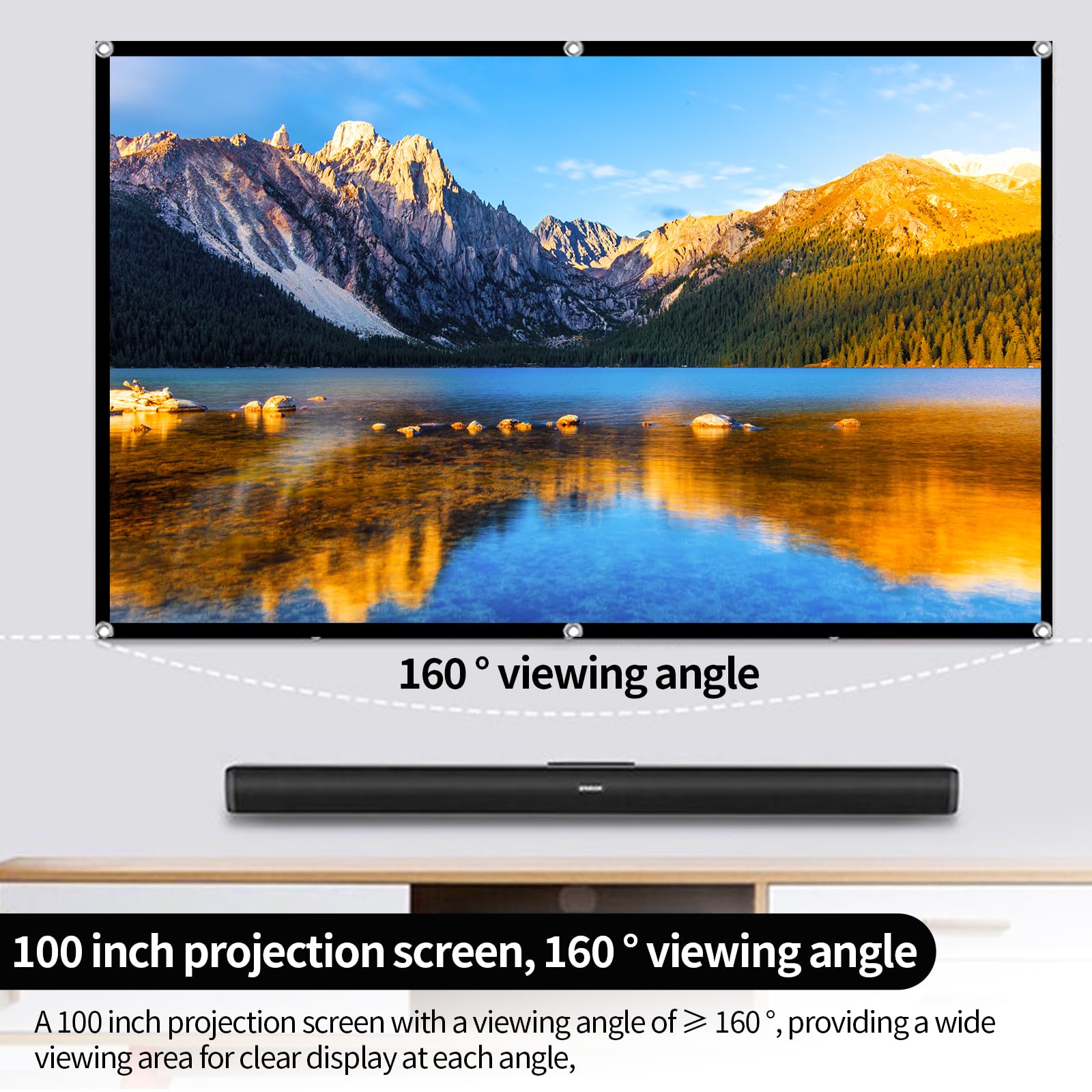 Ekran do rzutnika 254 cm (100"), 16:9 HD, ekran do rzutnika, przenośny, składany, projektorowy, na zewnątrz, grubszy i odporny na zagniecenia, do biura, szkoły, kina domowego, spotkań, kempingu