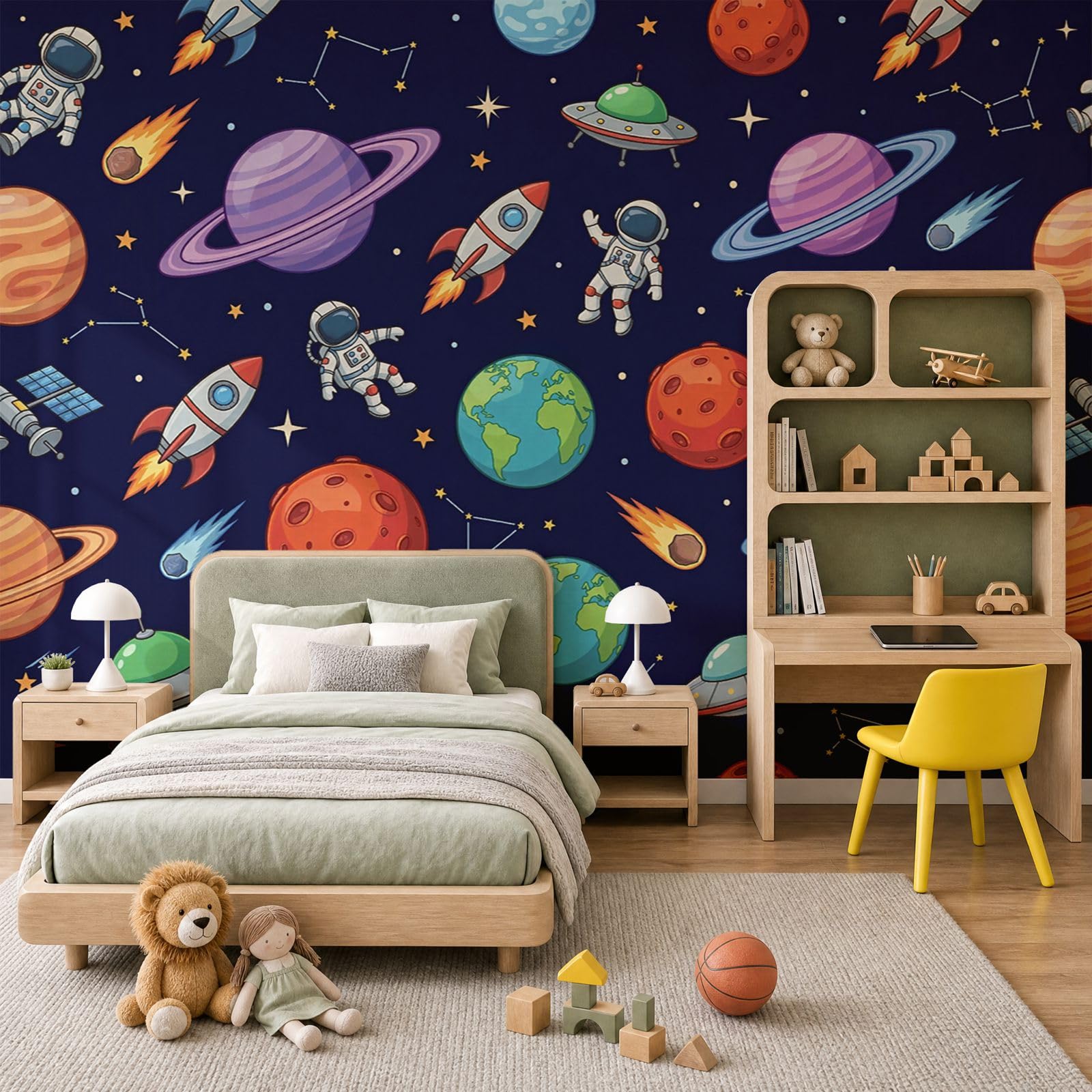 Décoration murale intergalactique en soie : le grand poster panoramique pour enfants