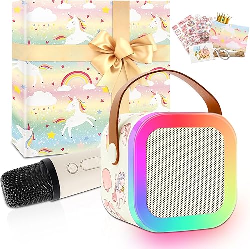 Máquina de karaoke para niños para niñas, mini máquina de karaoke con 2 micrófonos, juguetes regalos para niñas de 4, 5, 6, 7, 8, 9, 10 años y