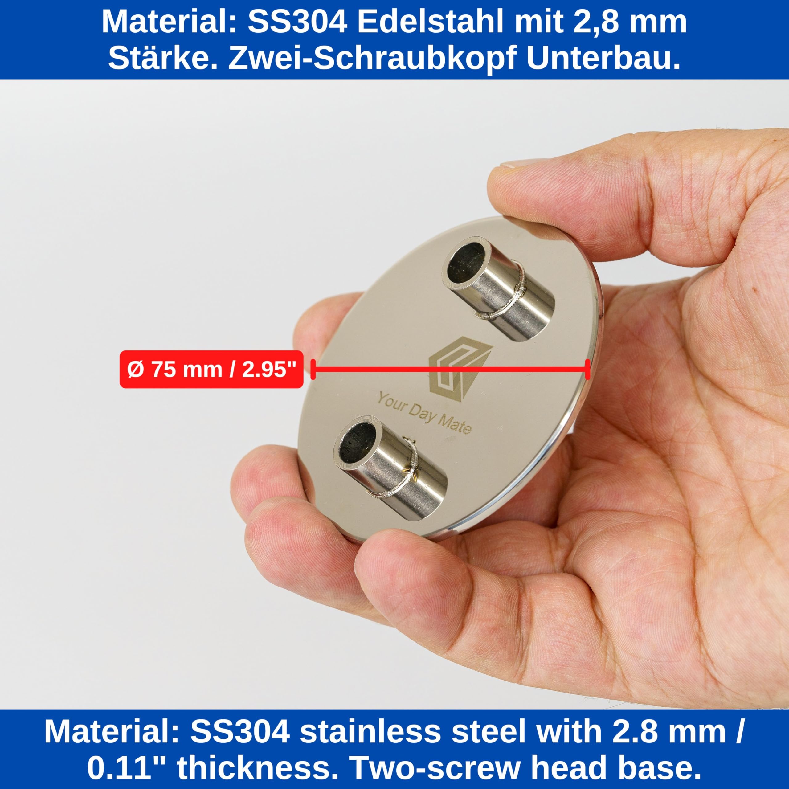 Stainless Steel Cover for Shower Drain, Diameter 75 mm, Compatible with Viega Domoplex Drain Fitting, Replaces Model 6930.0, for Shower Tray with Drain Hole Diameter 52 mm, Lid Shower, Shower Drain - Image 3