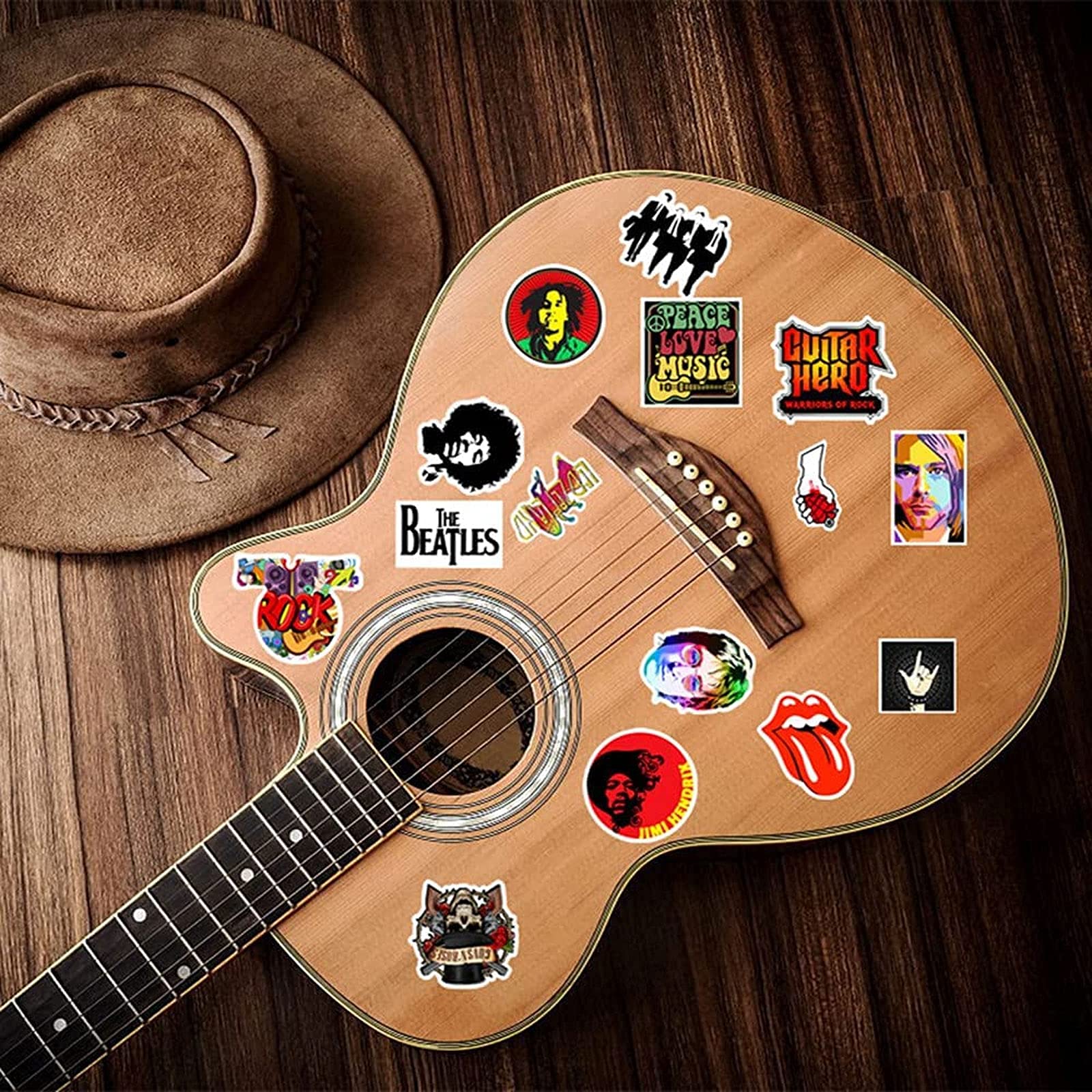 100 Adesivi Musicali Rock E Skate In Vinile PVC - Impermeabili UV, Per Laptop, Skateboard, Bottiglie, Regalo Ragazzi
