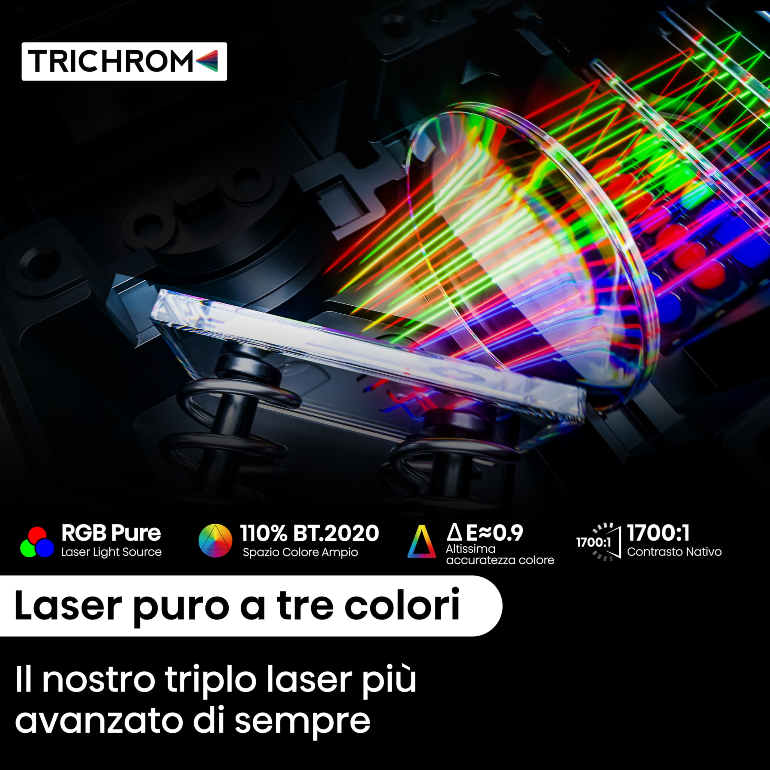 Hisense Smart Mini proiettore C2, 65-300" 4K, 2000 ANSI lumen,Risoluzione 4K, Dolby Vision, HDR10+, Smart TV VIDAA U7.6, 20W audio JBL integrato