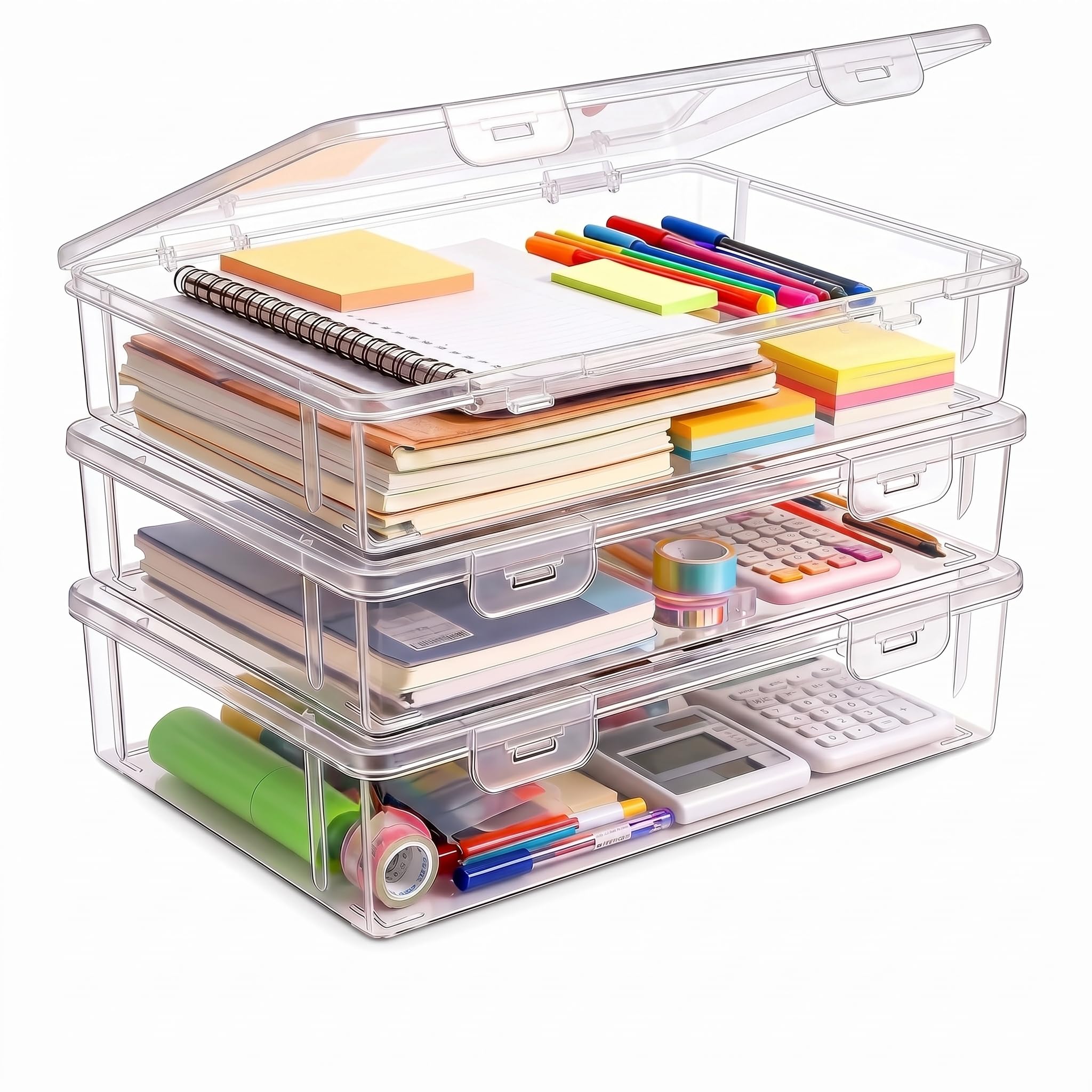 WZHHDM 3 Pack A4 Storage Boxes With Lids, A4 Box With Lid 31x22x5cm