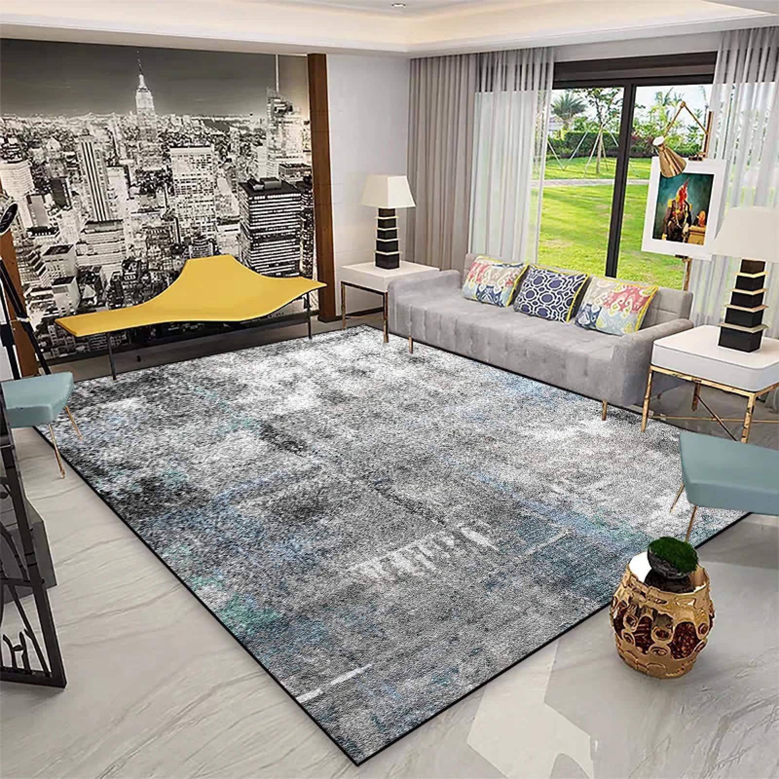 Tapis géométrique moderne salon couleur claire grand tapis chambre flanelle douce 160x230