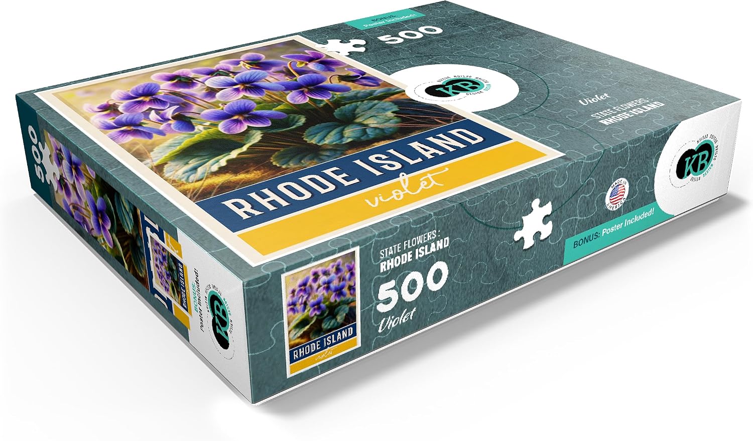 MyPuzzle State Flowers Series: Rhode Island, Violet - Premium 500 Piece Jigsaw Puzzle for Adults