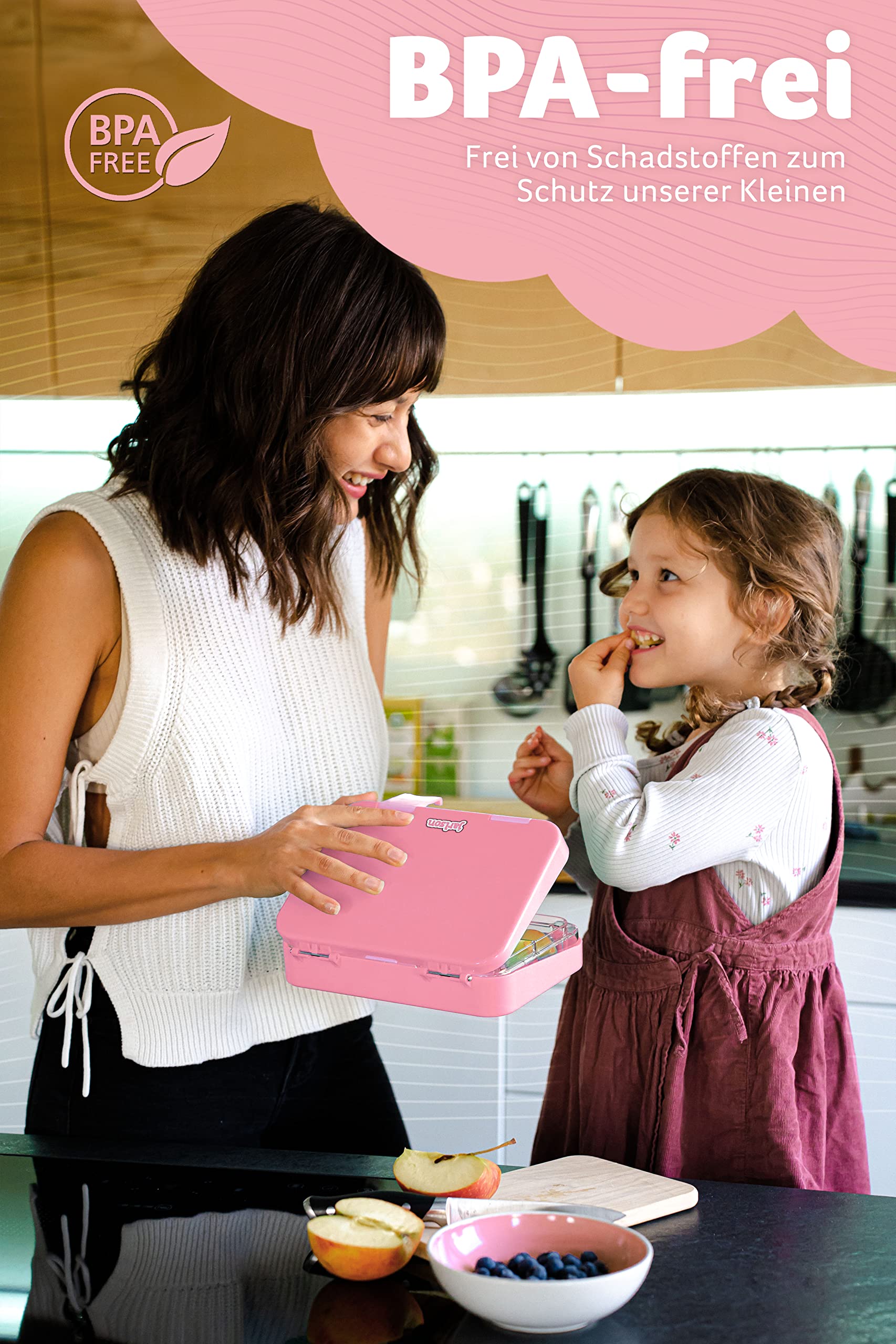 Jarlson® Lunch Box Bambini - Bento Box con 6 Scomparti - Porta Pranzo - Senza BPA - per la Scuola e l'asilo - 850ml (Rosa)