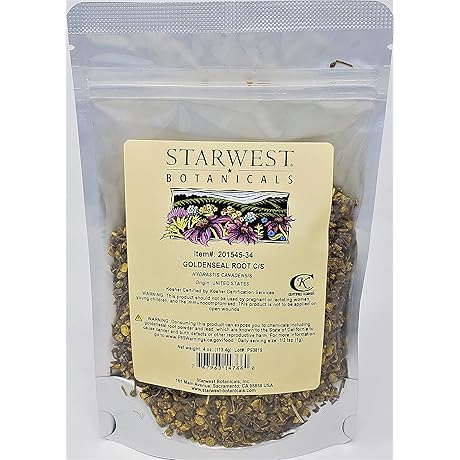 Starwest Botanicals Organic Goldenseal Root Cut & Sifted Wildcrafted, 4 Ounces